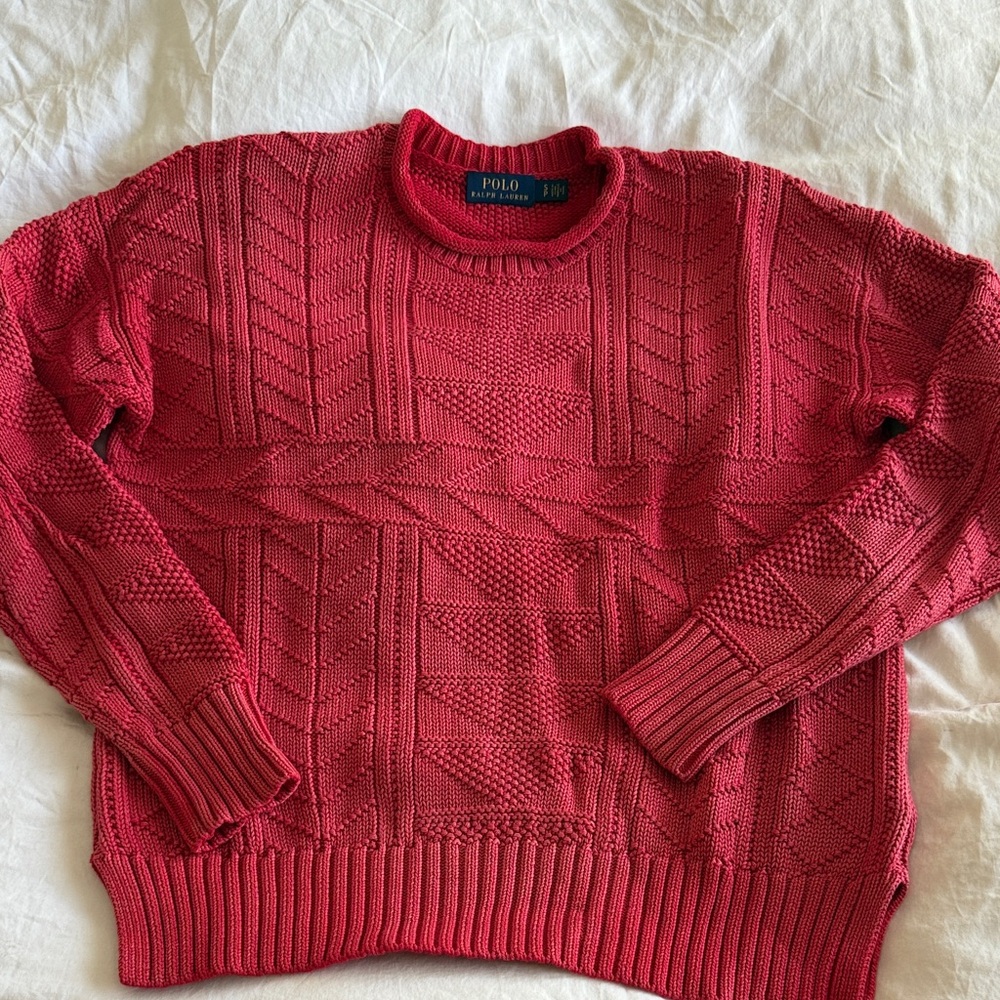 Polo by Ralph Lauren Women's Textured Coral Sweater Size Small